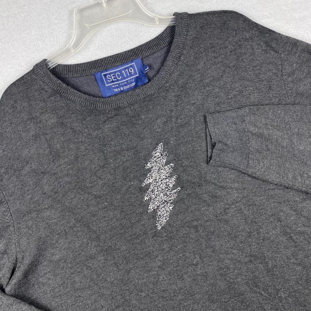 Section 119 Grateful Dead Charcoal Gray Lightning Bolt Crewneck Sweater Mens L